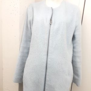B B DAKOTA Baby Blue Mohair Coat Full ZIP SZ M